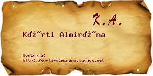 Kürti Almiréna névjegykártya